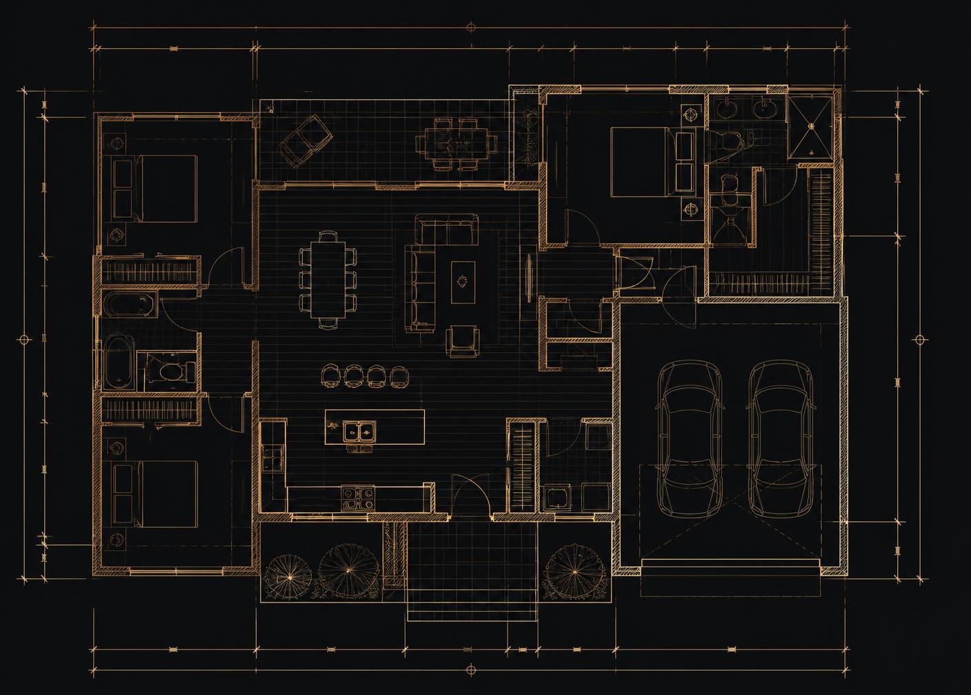 Technical architectural floor plan drawing